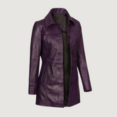 Kandis Womens Purple Leather Car Coat